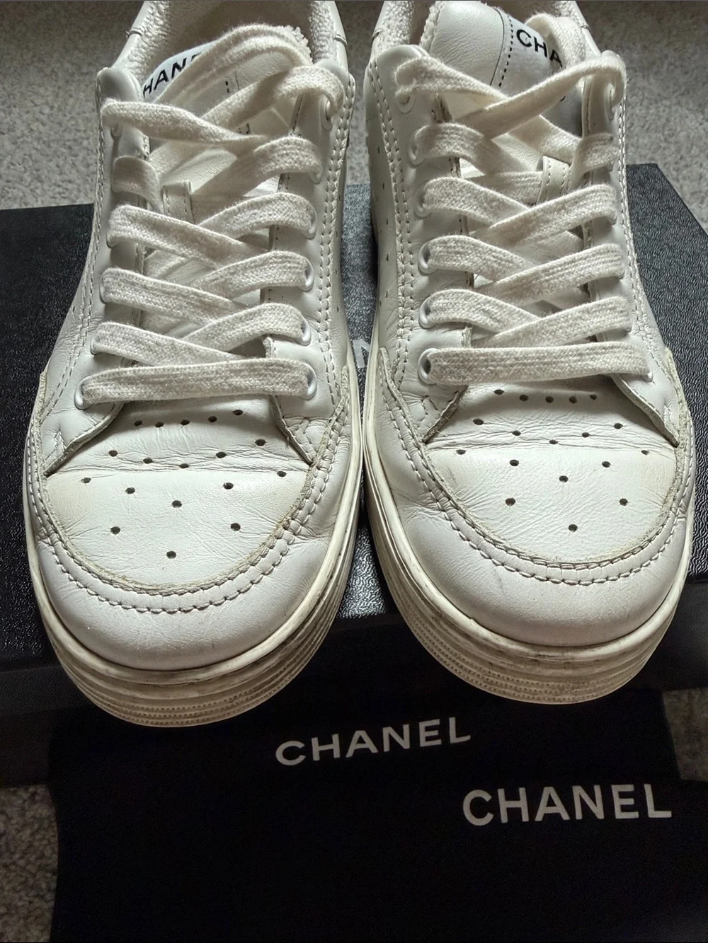 Chanel White Sneakers 38.5
